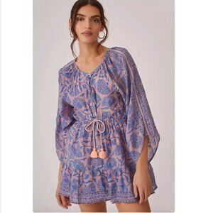 Anthropologie Omika V-Neck Floral Printed Tunic. Color: purple motif size Small